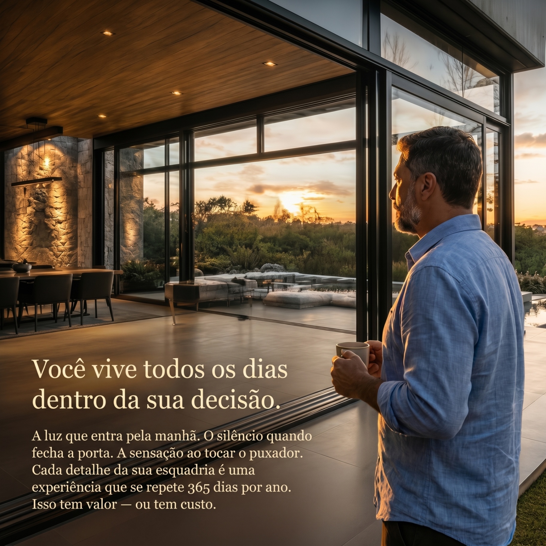 Sistema de esquadria slim com perfis discretos e grande área envidraçada